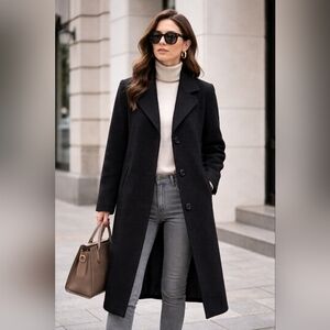 vintage international scene  black long coat minimalist tailored outerwear 12